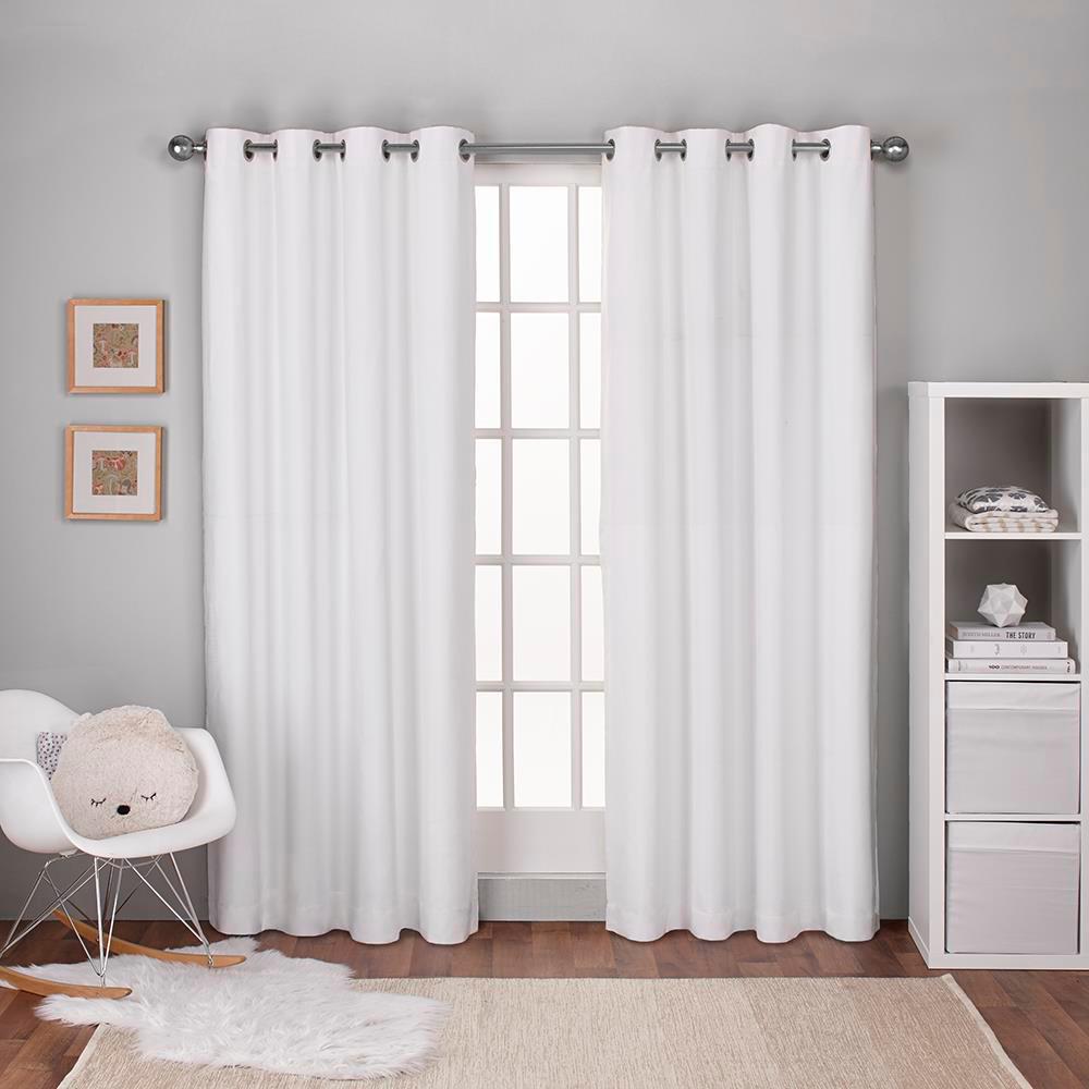Textured Linen Winter White Thermal Grommet Top Window Curtain-EK5319