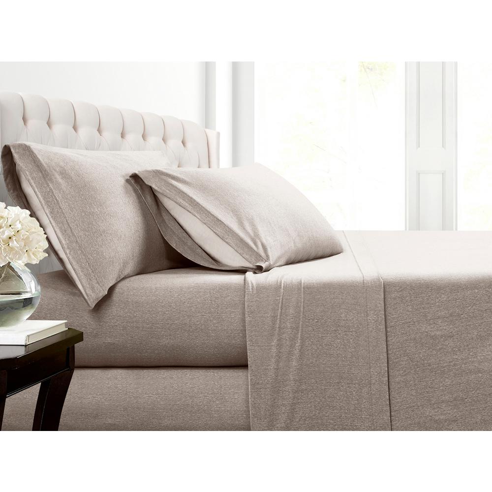Morgan Home Mhf Cotton Blend Taupe Jersey Queen Sheet Set Mhf Home Cotton Blend Taupe Jersey Queen Sheet Set