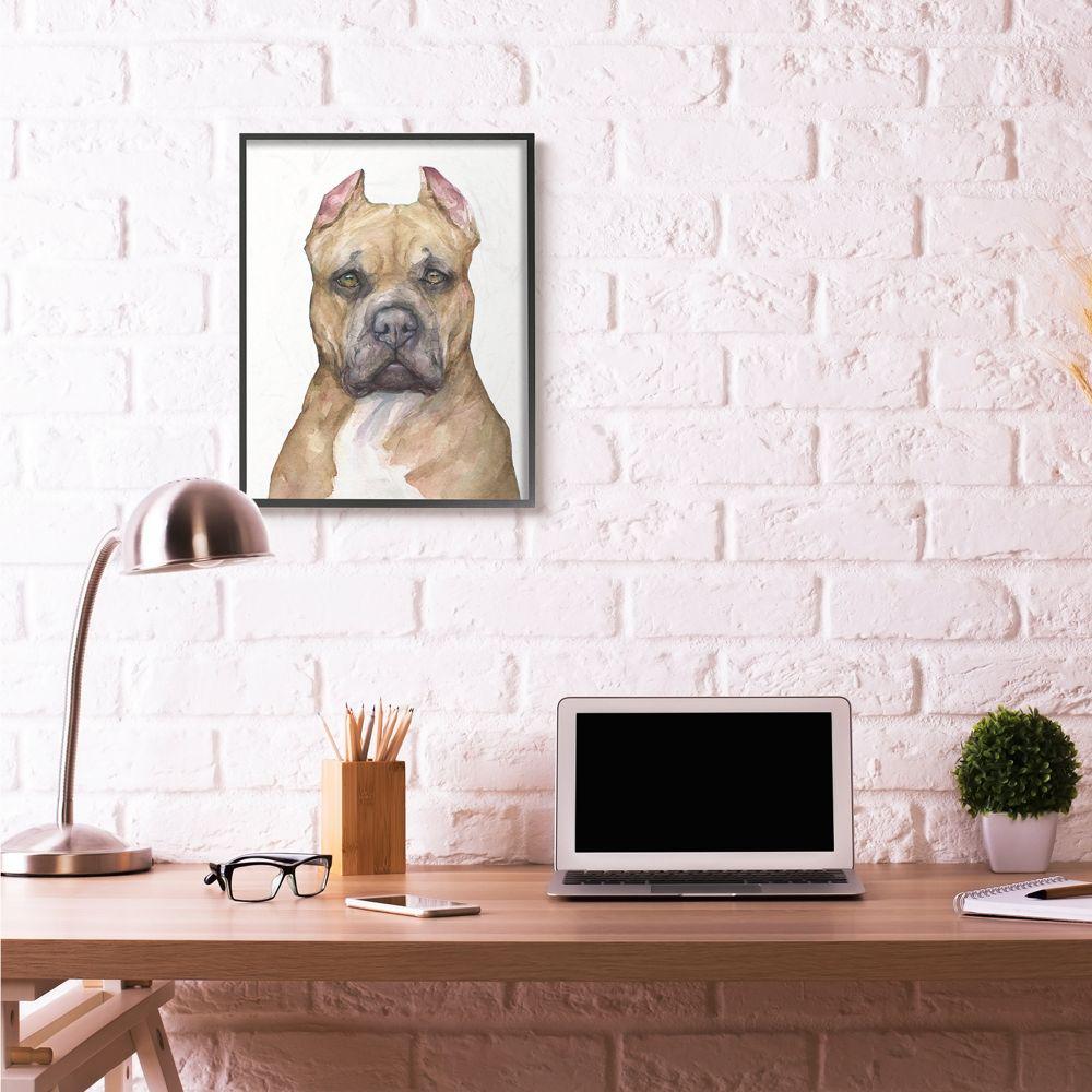 Stupell Industries 24 In X 30 In Pit Bull Dog Pet By George Dyachenko Framed Wall Art Pwp 275 Fr 24x30 The Home Depot