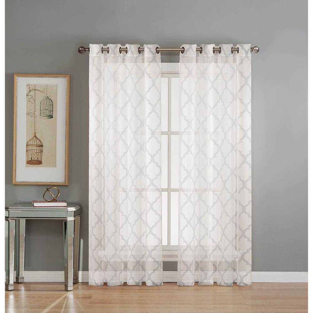Window Elements Sheer Lattice Cotton Blend Burnout 84 In L Window Elements Sheer Lattice Cotton Blend Burnout 84 In L Grommet Curtain Panel Pair