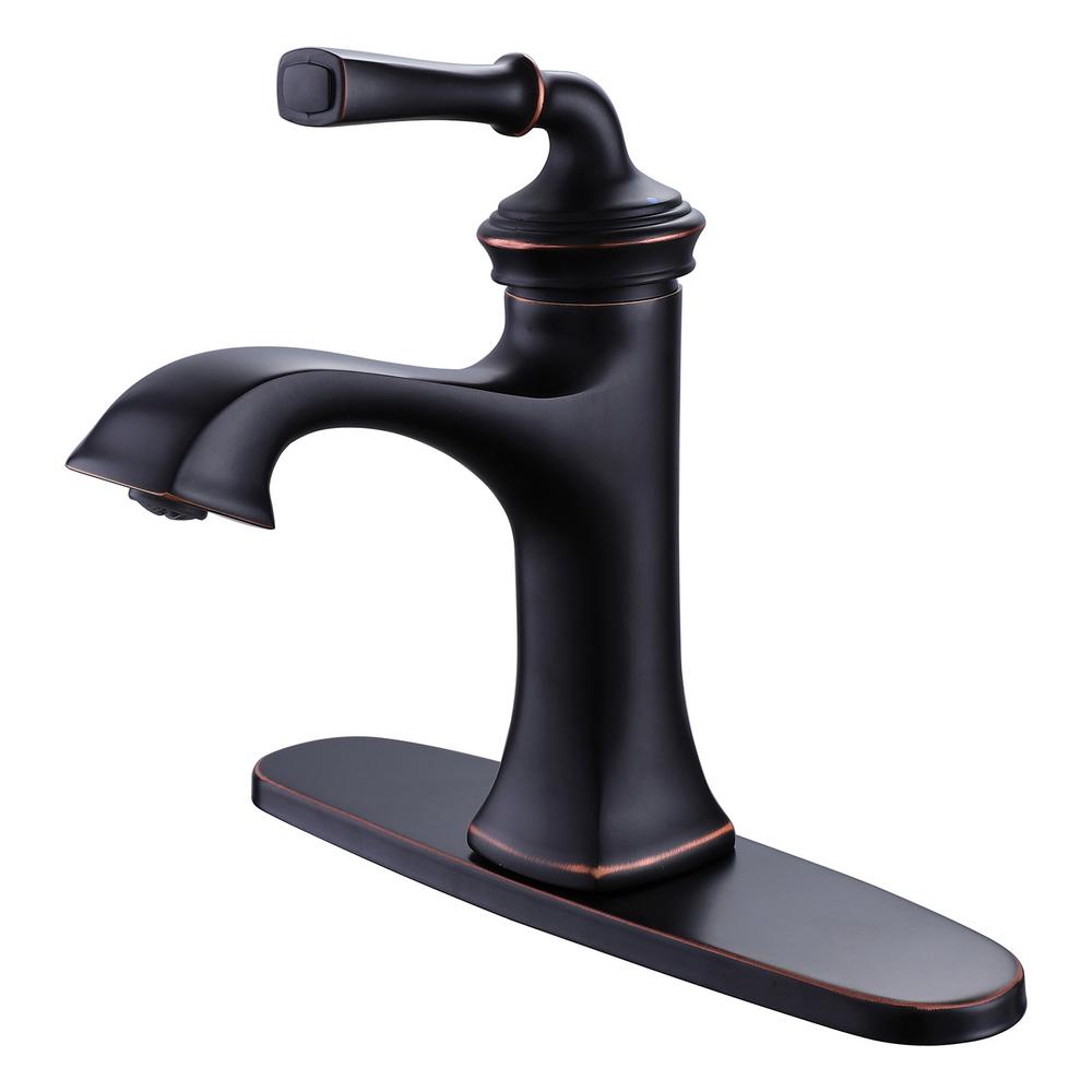 Aurora Decor Sharon 8 07 In Height Single Hole Single Handle Kitchen Bathroom Faucet With Deck Mount In Oil Rubbed Bronze Clfah29100orbp The Home Depot
