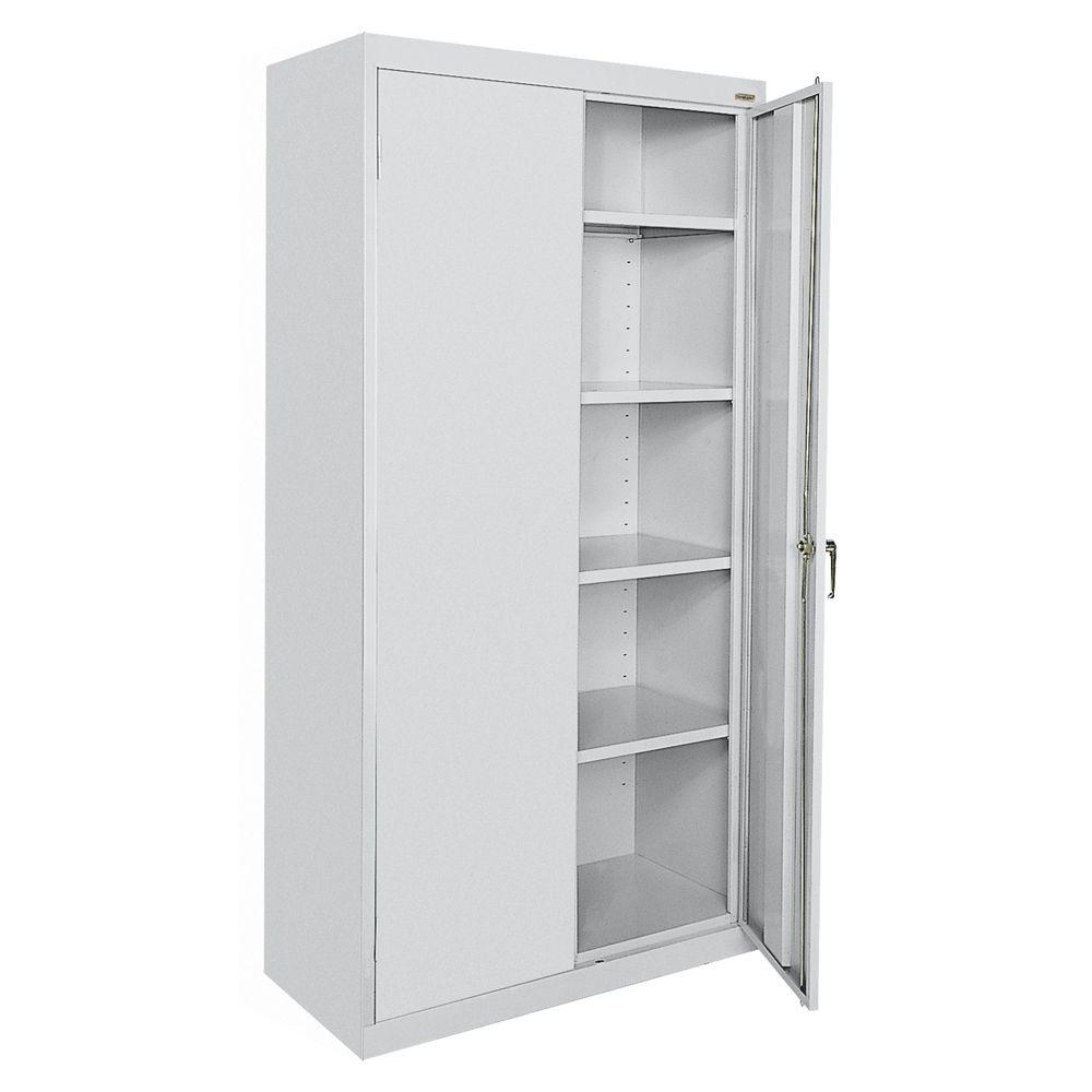 Sandusky Classic Series 72 In H X 36 In W X 18 In D Steel Frestanding Storage Cabinet With Adjustable Shelves In Dove Gray Ca41361872 05 The Home Depot