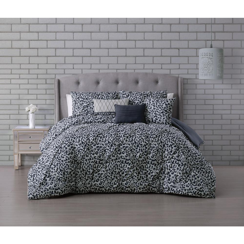 Corinna 6 Piece Light Gray King Pinch Pleat Comforter Set