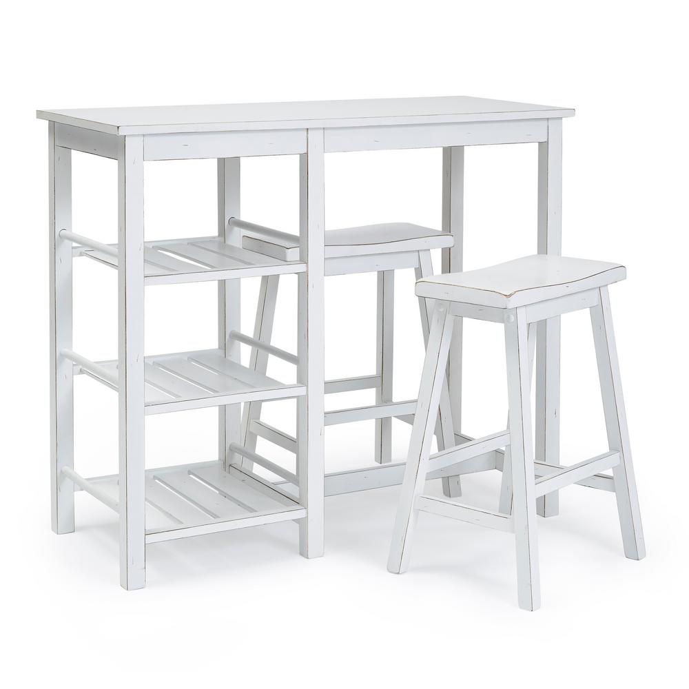 Progressive Furniture Breakfast Club Distressed Chalk White Counter Progressive Furniture Breakfast Club Distressed Chalk White Counter Table With 2 Stools