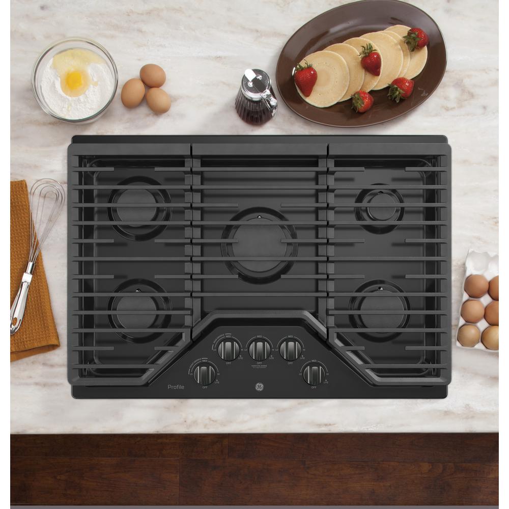 Ge Profile 30 In Gas Cooktop In Black Stainless Steel With 5