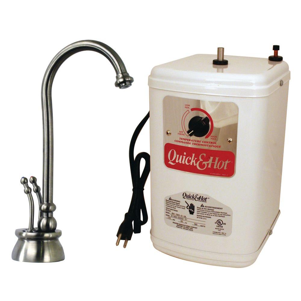 Westbrass Docalorah 2-Handle Hot/Cold Water Dispenser Faucet with Hot Water Tank in Stainless Steel