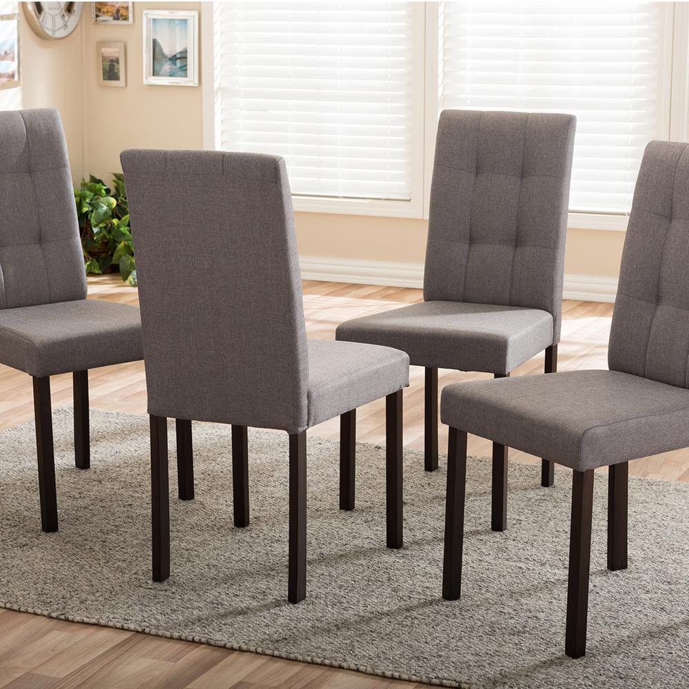 Baxton Studio Andrew 9 Grids Gray Fabric Upholstered Dining Chairs