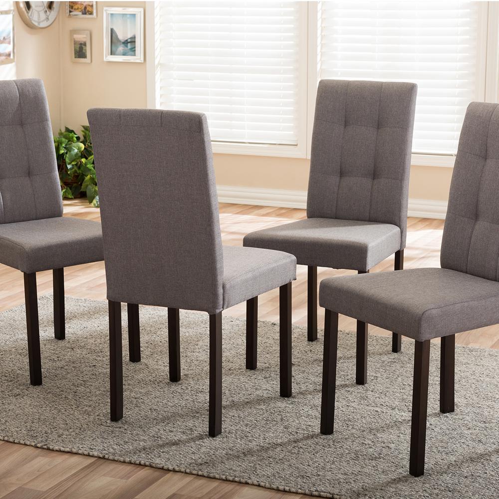 Baxton Studio Andrew 9-Grids Gray Fabric Upholstered Dining Chairs (Set