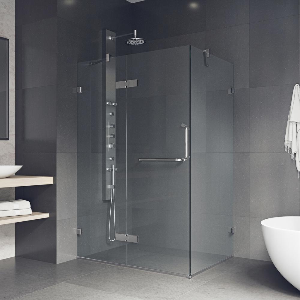 Vigo Monteray 46 In X 73 375 Frameless Corner Hinged Shower Enclosure Chrome With Clear Glass