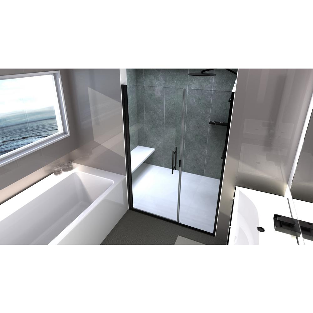 Coastal Shower Doors Illusion 43 In To 44 25 X 66 Semi Frameless Door With Inline Panel Black And Clear Glass