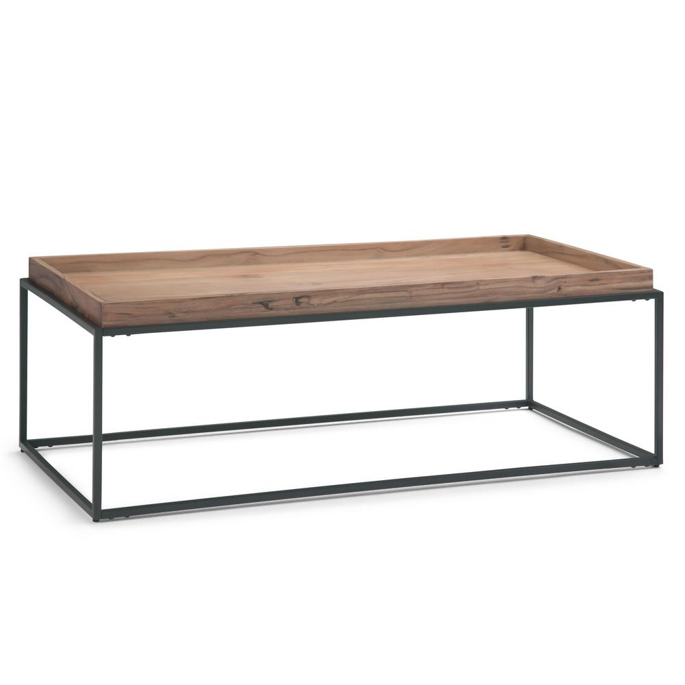 Simpli Home Carter 47 In Wide Contemporary Industrial Tray Top Coffee Table In Natural Acacia Axccar 01 The Home Depot