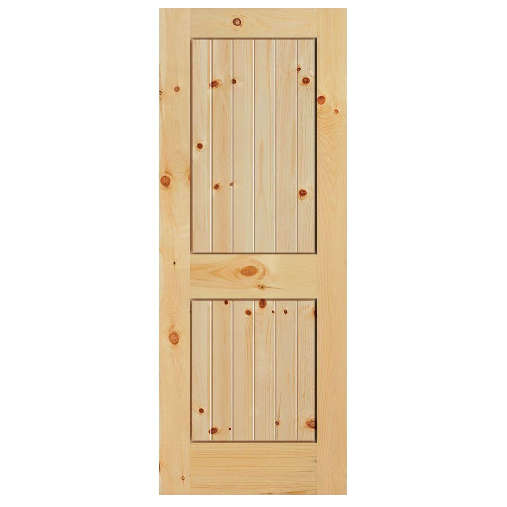 Masonite 30 in. x 84 in. Knotty Pine Veneer 2 Panel Plank VGroove