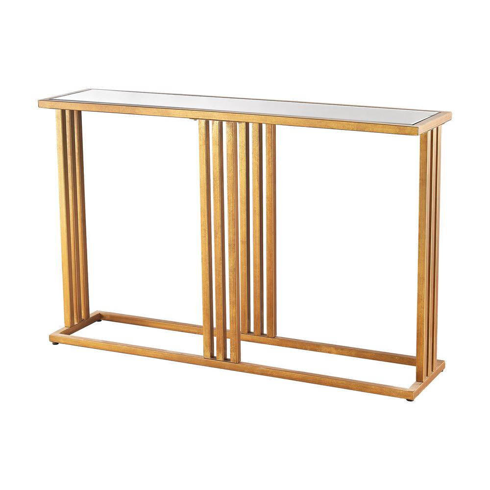 Gold Console Tables Accent The Home Depot Andy Gold Leaf And Clear Mirror Console Table An Lighting