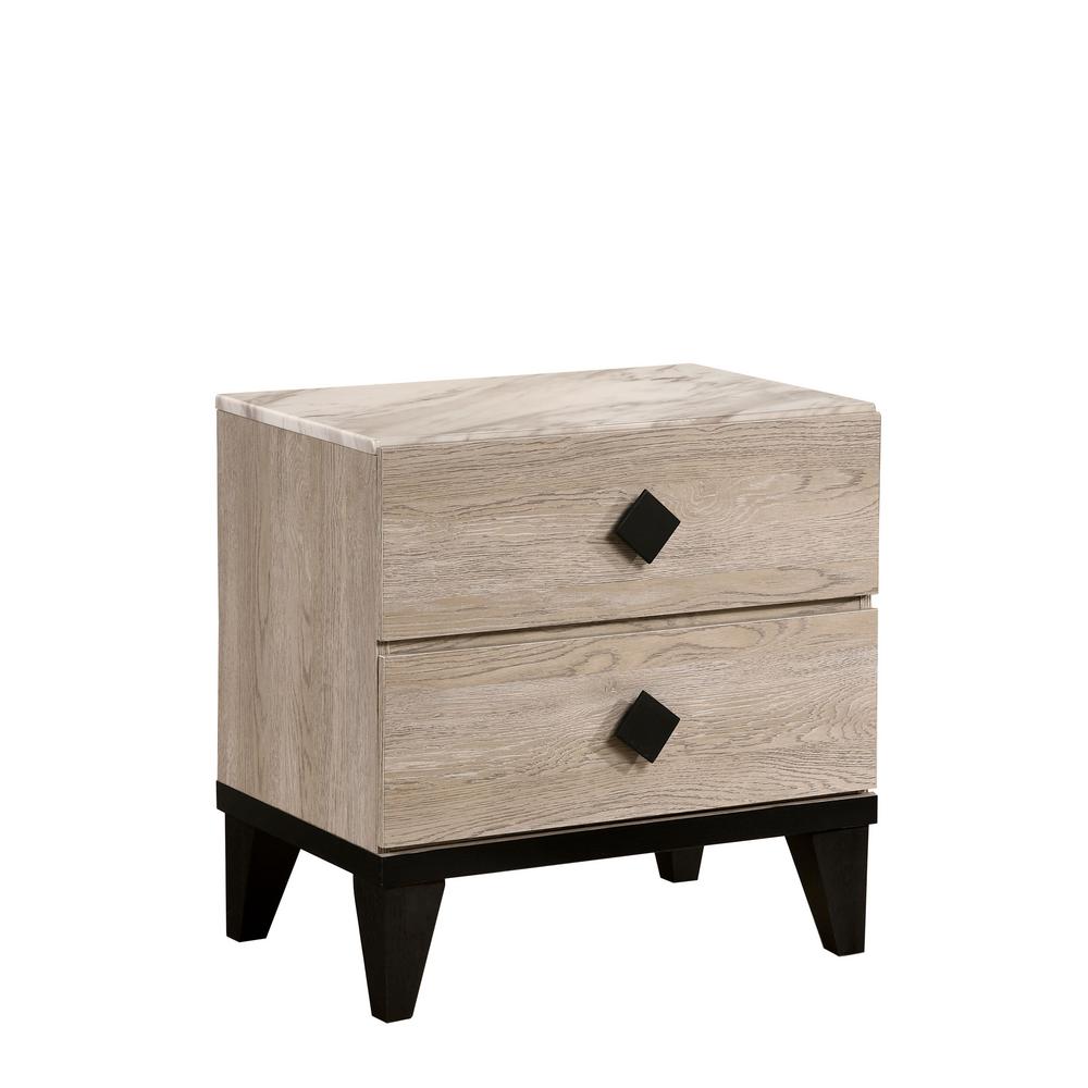 Furniture Of America Hanska 2 Drawer Beige And Espresso Nightstand Idf 7898n The Home Depot