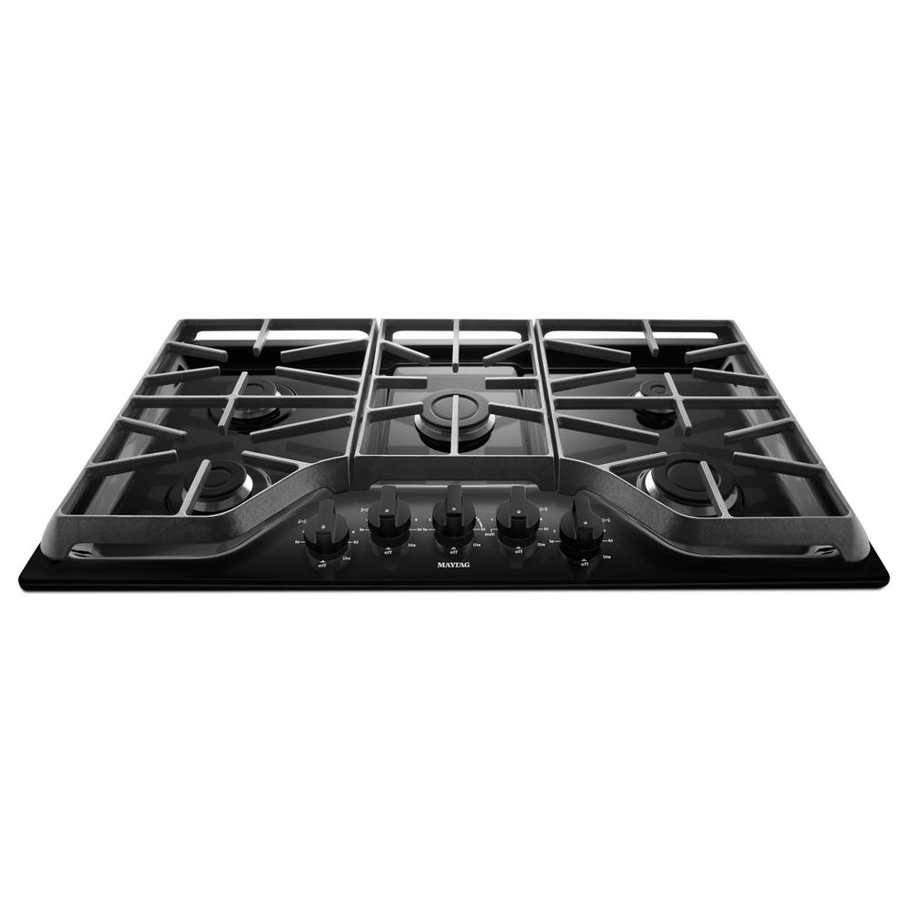 Maytag 36 in. Gas Cooktop in Black with 5 Burners including 15000BTU