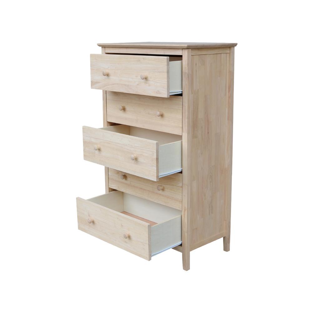 International Concepts Brooklyn 5 Drawer Unfinished Wood International Concepts Brooklyn 5 Drawer Unfinished Wood