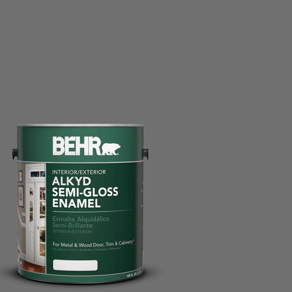 Behr 1 Gal Ae 48 Machine Gray Semi Gloss Enamel Alkyd Interior Ae 48 Machine Gray Semi Gloss Enamel Alkyd Interior