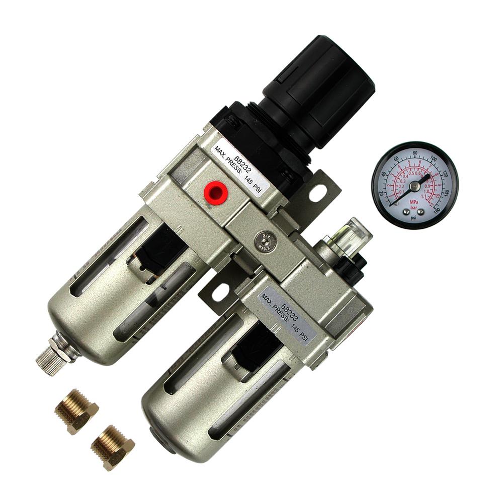 Primefit 3/8 in. Filter Regulator Lubricator 3-in-1 Combo with Gauge ...