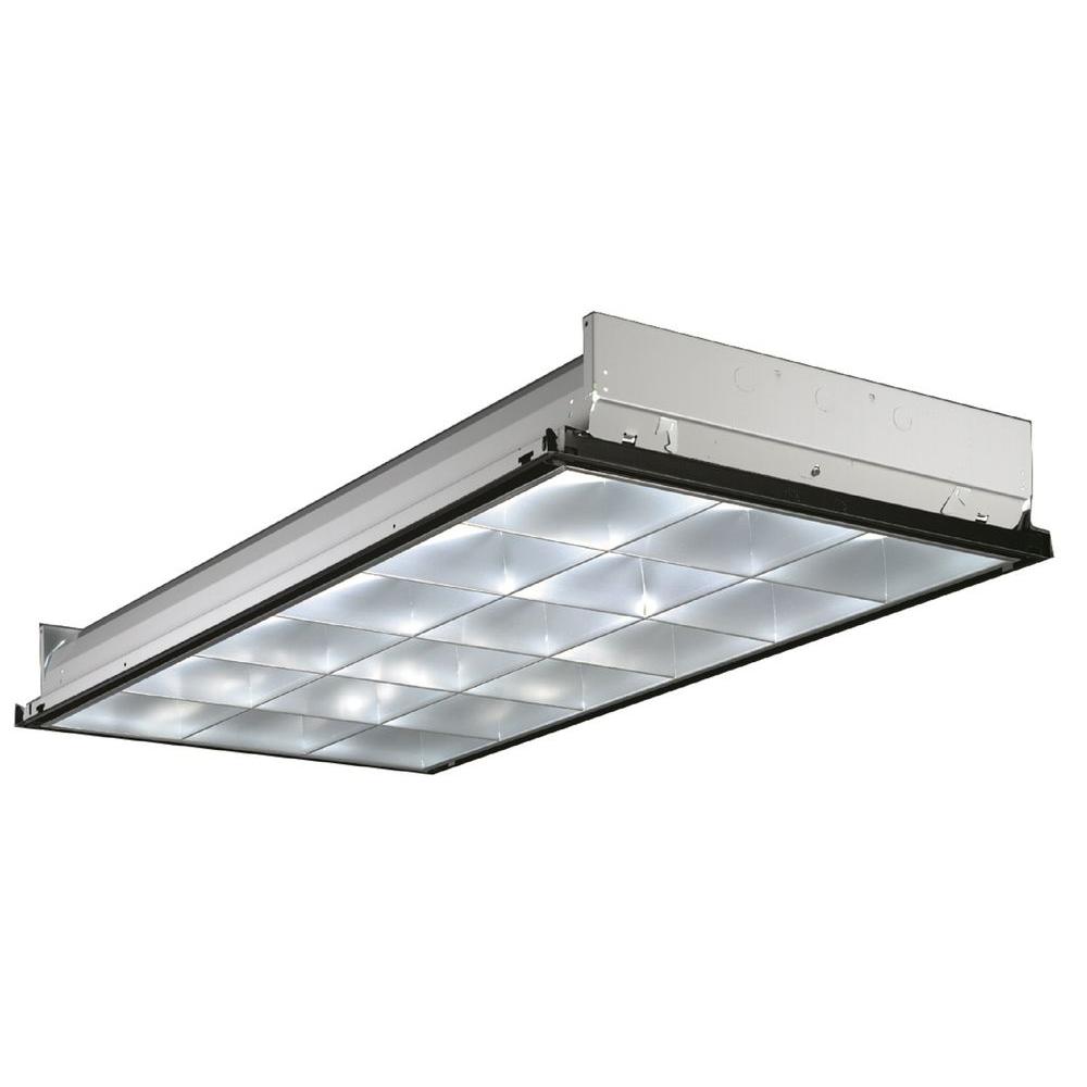 2 Ft X 4 3 Light Silver Multi Volt T8 Fluorescent Parabolic Troffer