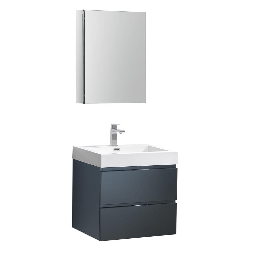 Fresca 24 Inch Vanities Floating Bathroom Bath Valencia 24 In W Wall Hung Vanity Dark Slate Gray With Acrylic Top