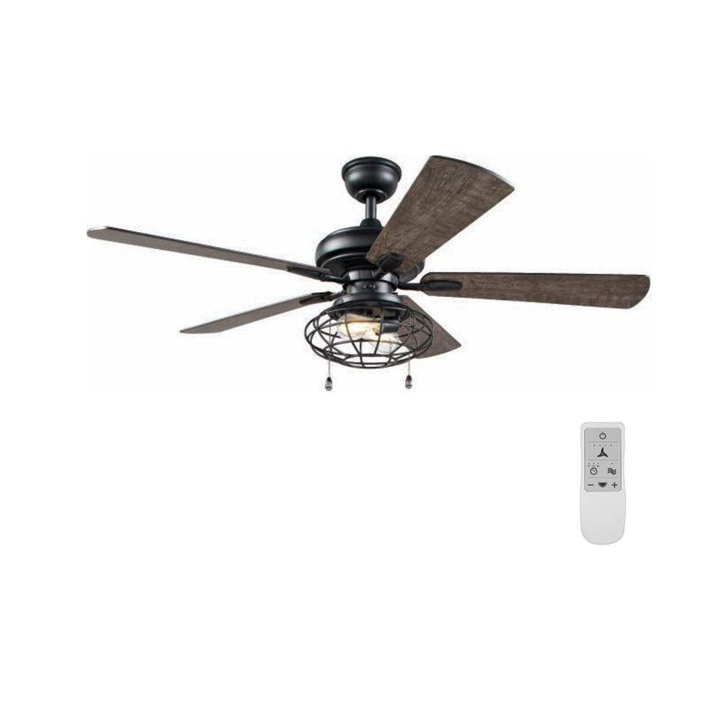 Home Decorators Collection Ellard 52 in. LED Matte Black Ceiling Fan