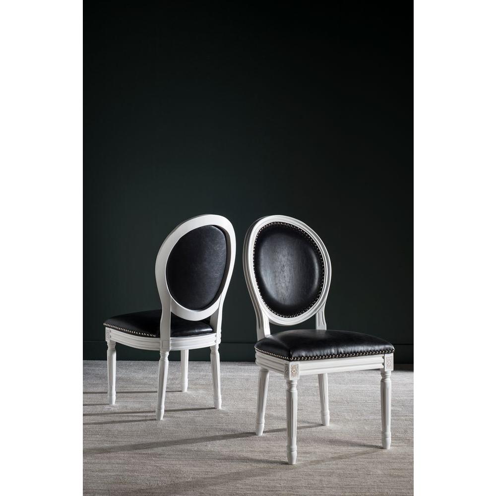 Faux Leather Nailhead Trim Dining Chairs Kitchen Room Holloway Oval Bicast Leather Chair In Black And Cream Finish 2 Pack