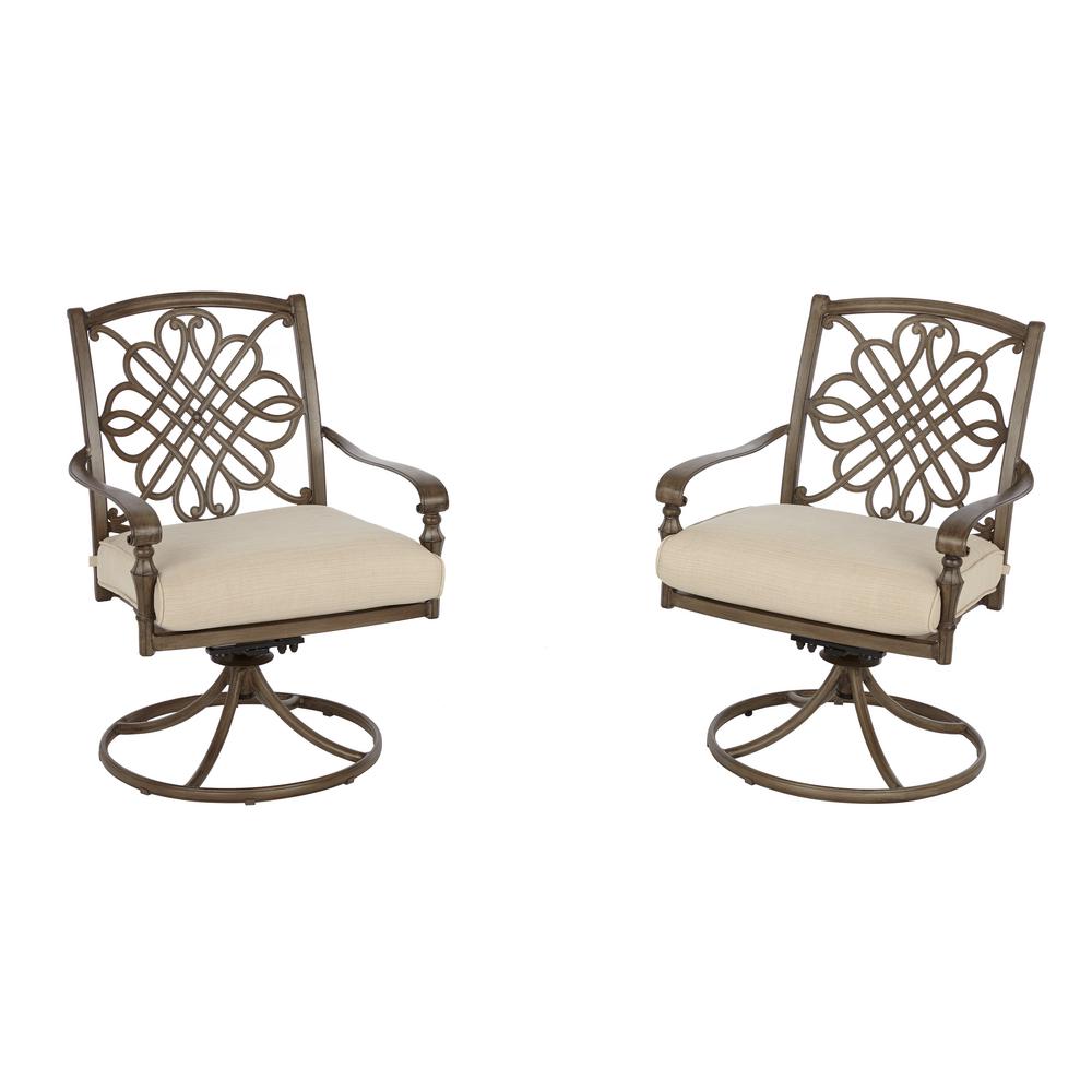 Hampton Bay Cavasso Swivel Rocking Metal Outdoor Dining Chair with