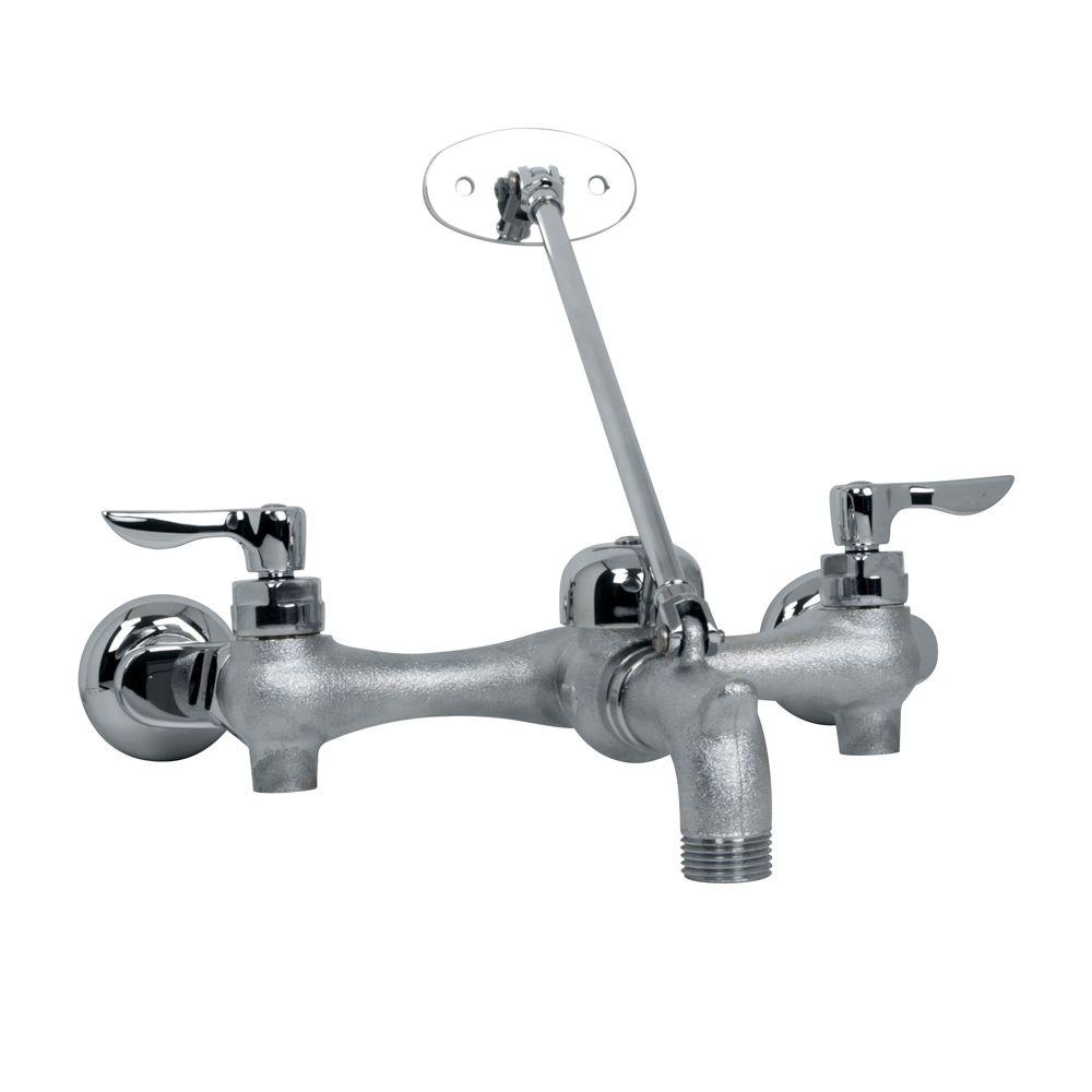 American Standard Exposed Yoke Adjustable Rough In Wall Mount 2 Handle Utility Faucet In Rough Chrome With Offset Shanks