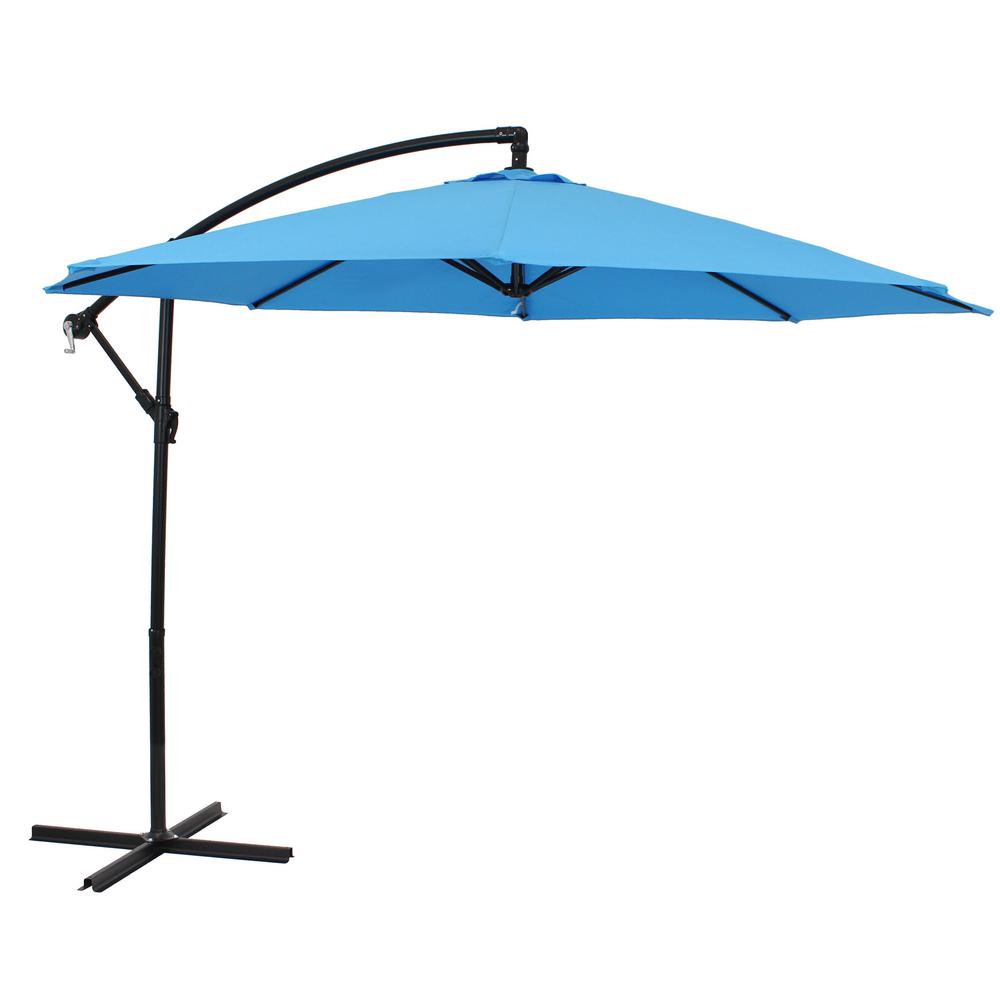 Sunnydaze Decor 9 5 Ft Steel Cantilever Offset Outdoor Patio Umbrella With Crank In Seafoam Rul 076 The Home Depot