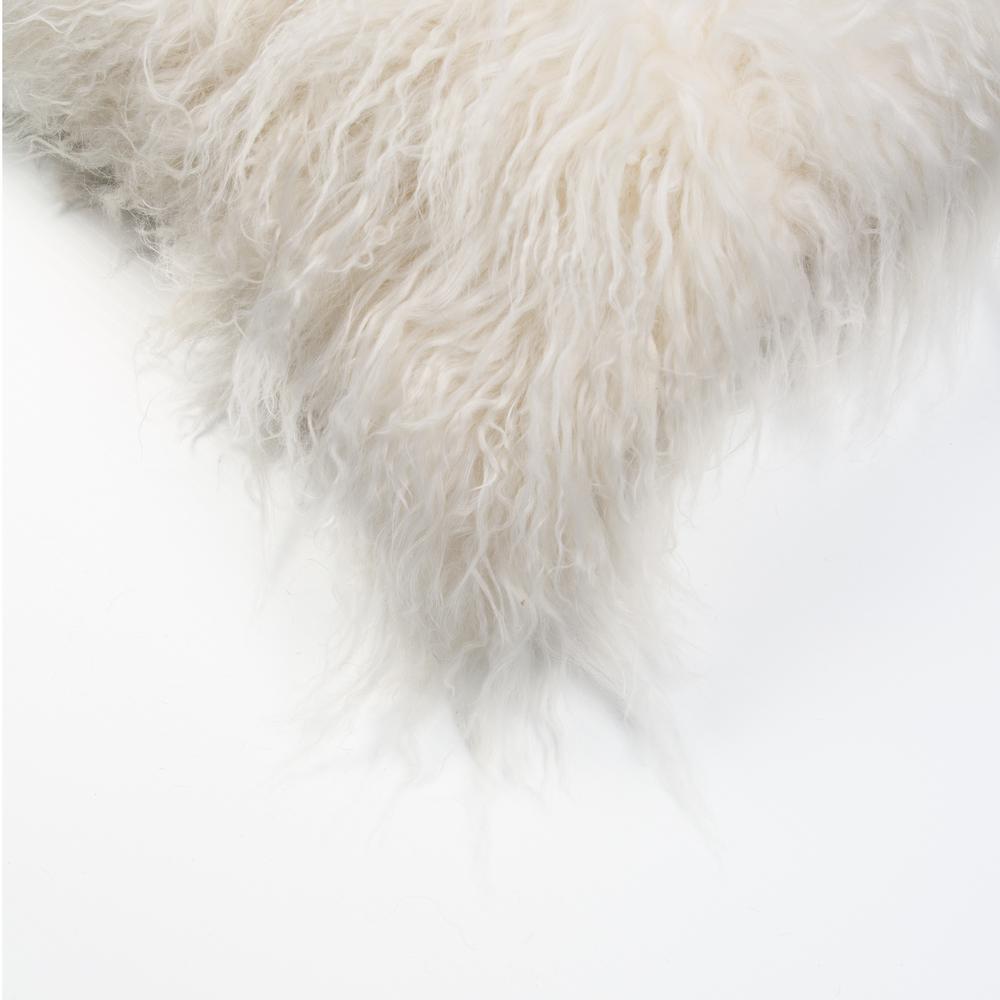 Natural Mongolian Sheepskin White Solid 12 In X 20 In Throw