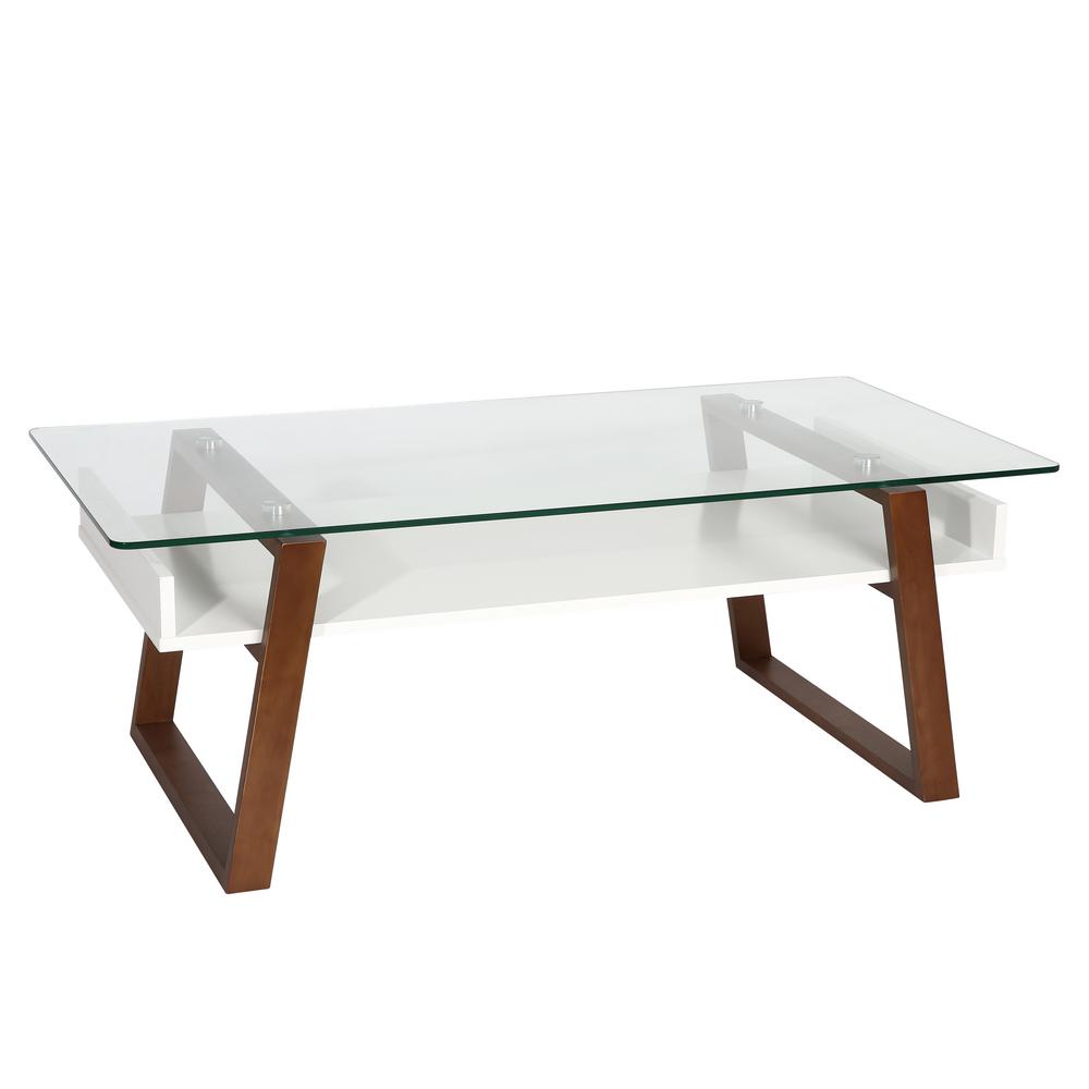 Edgemod Segovia Walnut Glass Top Coffee Table Hd 325 Wal The Home Depot