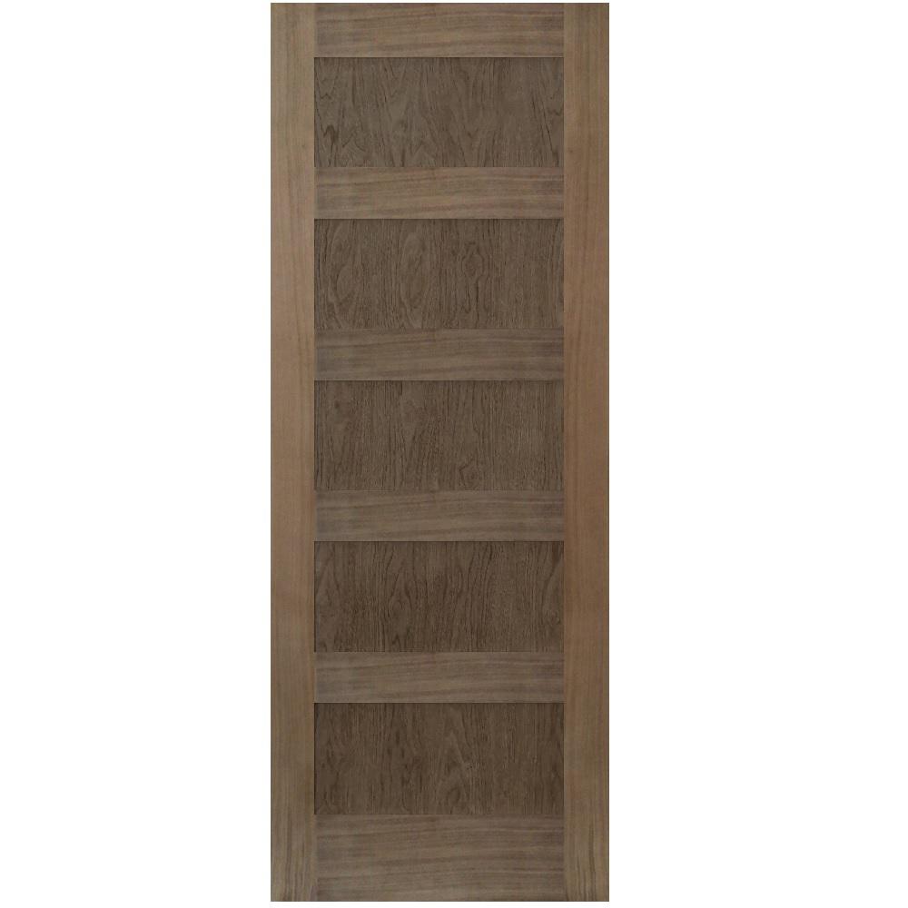 Stile Doors 36 In X 80 In Shaker Walnut 5 Panel Solid Core Wood Interior Door Slab