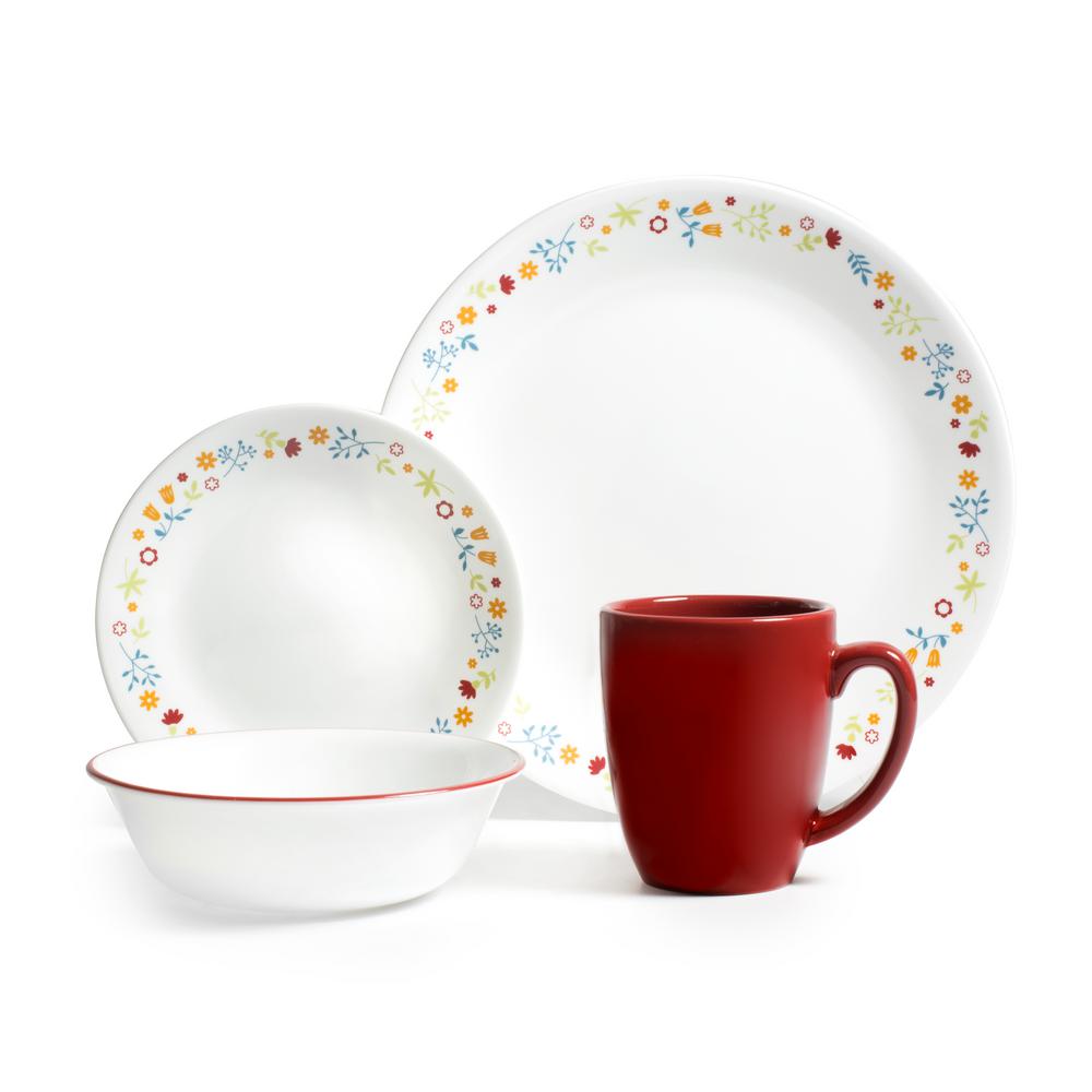 Corelle Classic 16 Piece Country Cottage Multi Colored Flowers