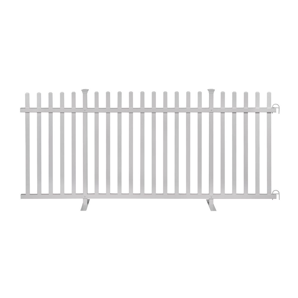 Zippity Outdoor Products 3 5 Ft X 7 6 Ft White Vinyl Lightweight Portable Picket Fence Panel Zp19026 The Home Depot