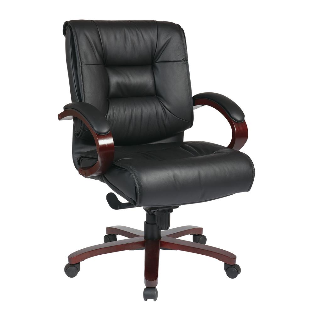Black Leather Mid Back Executive Office Chair