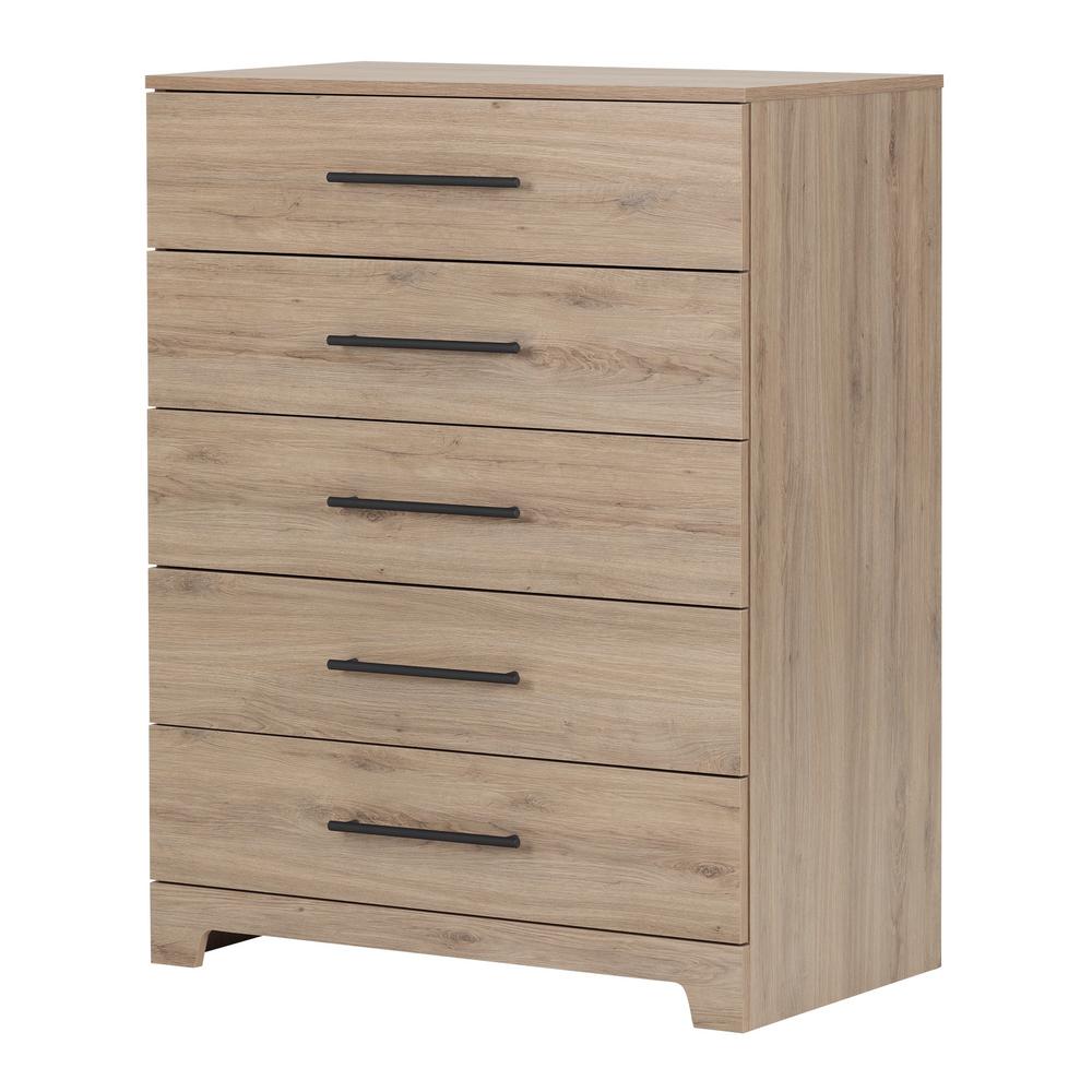 South Shore Primo 5 Drawer Rustic Oak Chest 11309 The Home Depot