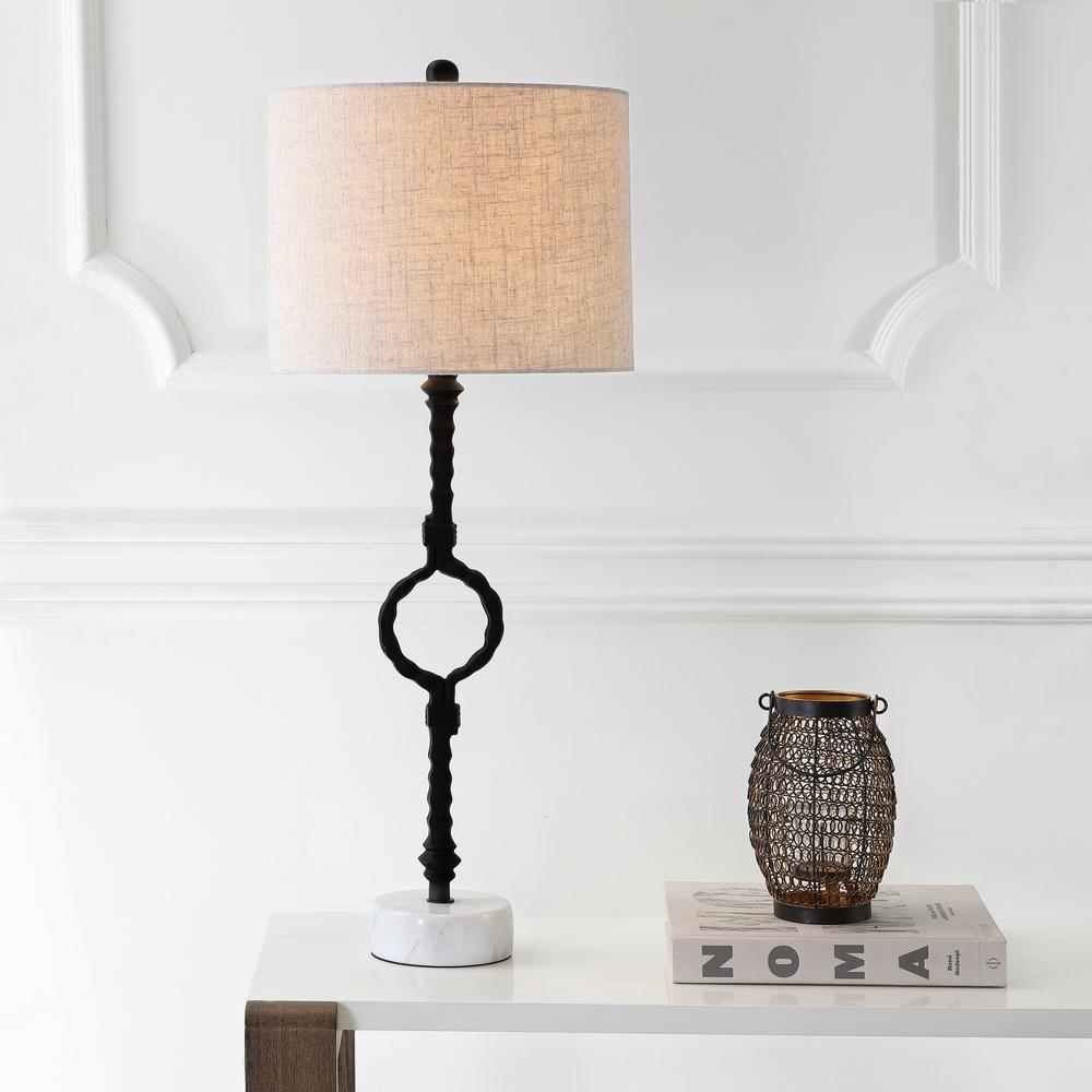 black and gray table lamps