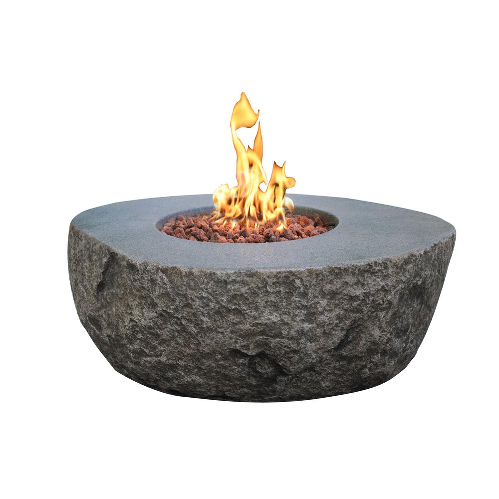 Elementi Boulder 35 In X 16 In Round Concrete Propane Fire Pit