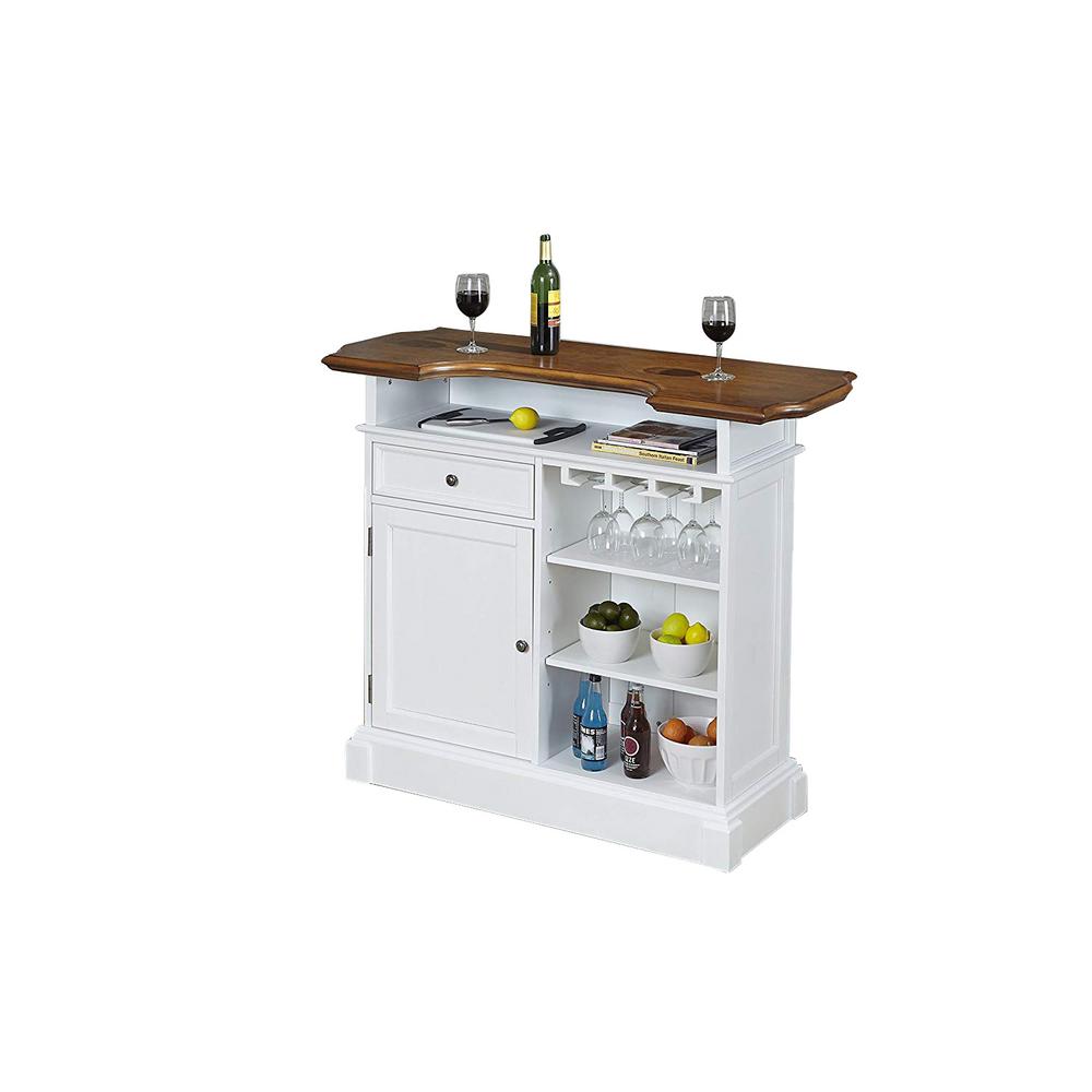 Homestyles Americana 4 Shelf White And Oak Bar With Foot Rail 5002