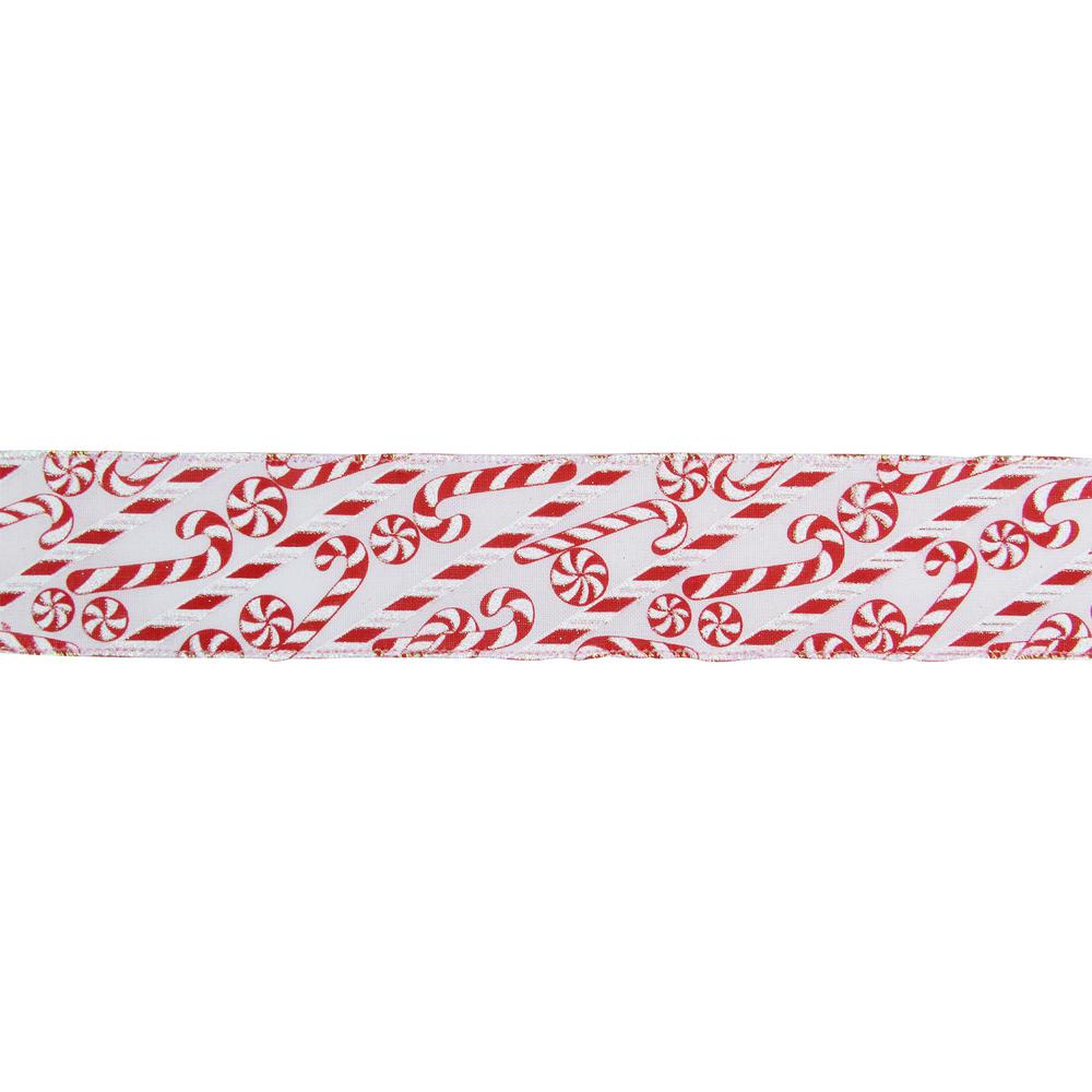 Northlight 2 5 In X 16 Yds White And Red Candy Cane Wired Craft
