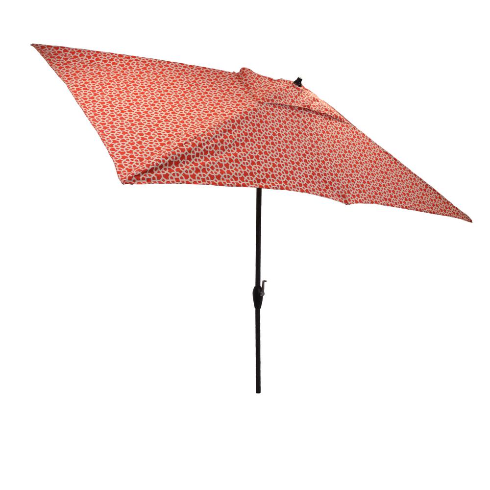 Red Geometric Free Market Umbrellas Patio 10 Ft X 6 Aluminum Market Tilt Patio Umbrella In Ruby Geo
