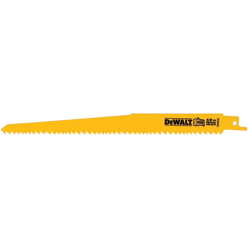 DEWALT 9 In. 5/8 TPI Taper Back Bi-Metal Reciprocating Saw Blade (5 ...