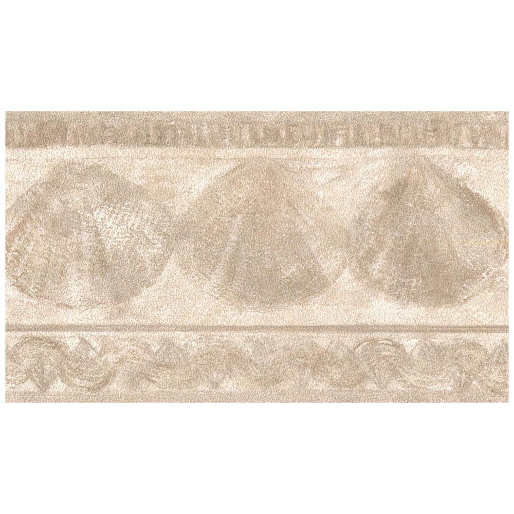 Retro Art Beige Seashells Distressed Prepasted Wallpaper Border