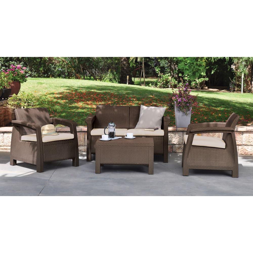 Keter Corfu Brown All Weather Resin Patio Armchair With Tan
