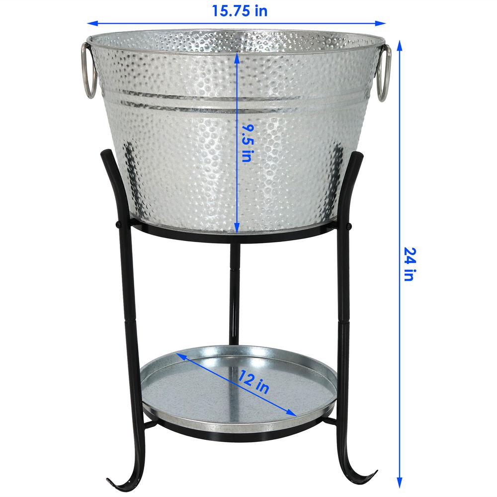 Sunnydaze Decor Pebbled Galvanized Steel Ice Bucket Drink Cooler