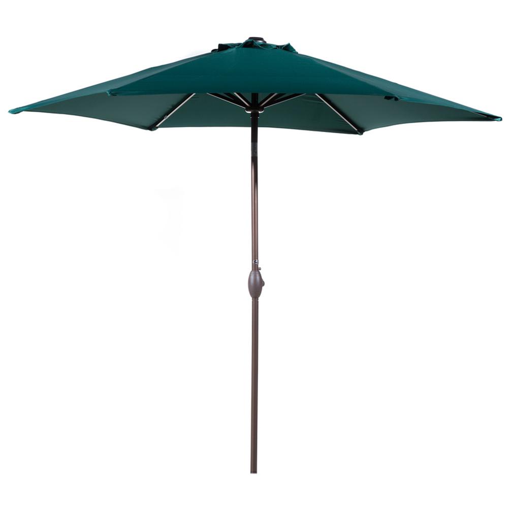 9 Ft Aluminum Outdoor Market With Tilt And Crank Patio Umbrella In Dark Green