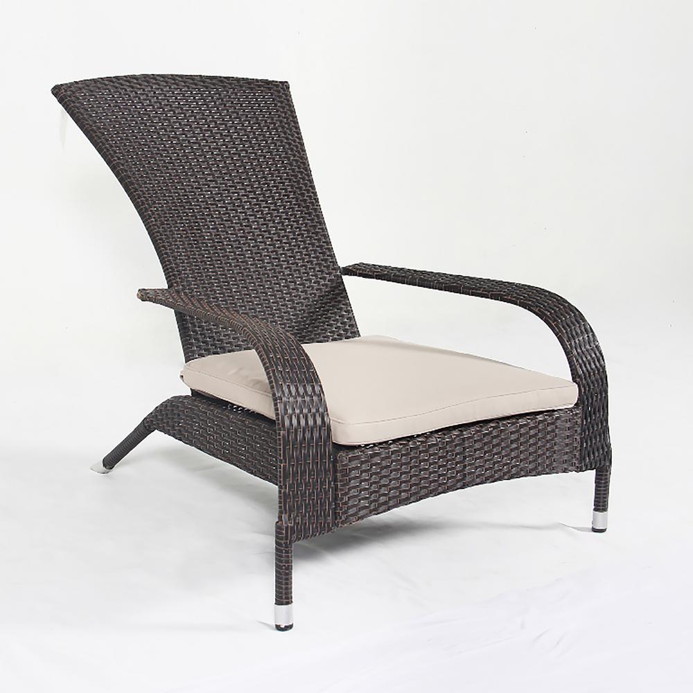 Made4Home Imperial Adirondack Chair Handmade Rattan Wicker Steel Frame Cushion All Weather Comfortable