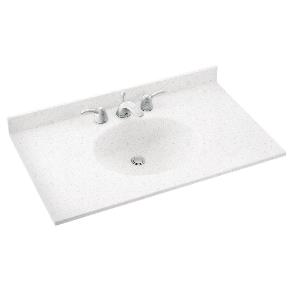 Swan Ellipse 37 in. W x 22 in. D Solid Surface Vanity Top with Sink in