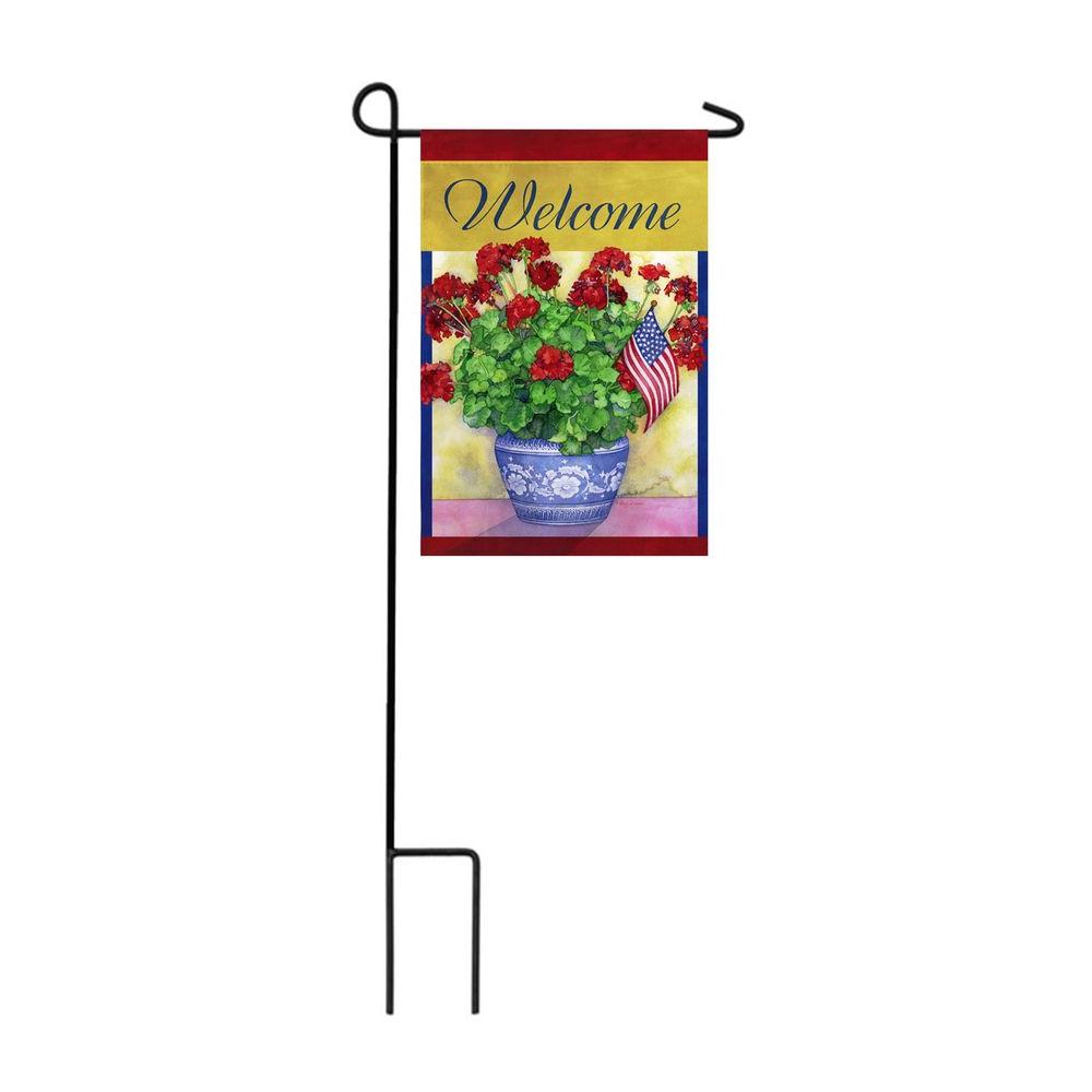 Meadow Creek 1.04 ft. x 1.5 ft. Patriotic Pot Garden Flag with Stand