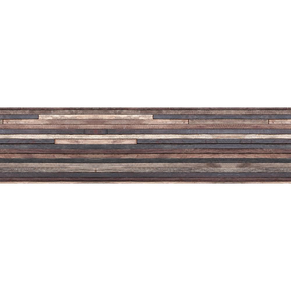Brown Wood Strips L And Stick Backsplash Wall Decal